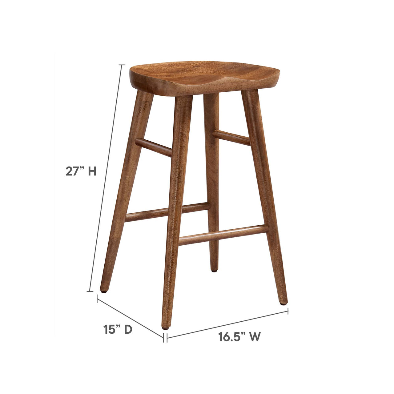 Steeple Backless Counter Stools Set of 2, Walnut