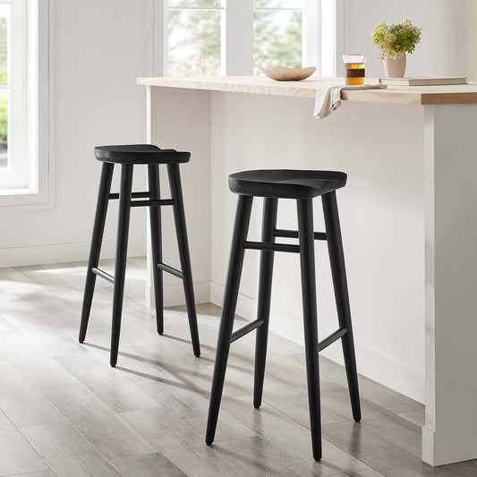 Steeple Backless Bar Stool Set of 2, Black
