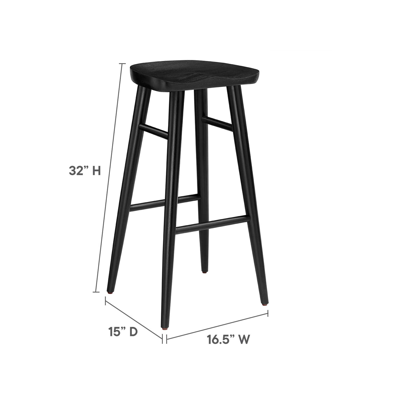 Steeple Backless Bar Stools Set of 2, Black