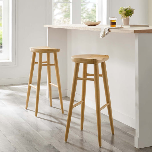 Steeple Backless Bar Stool Set of 2, Oak