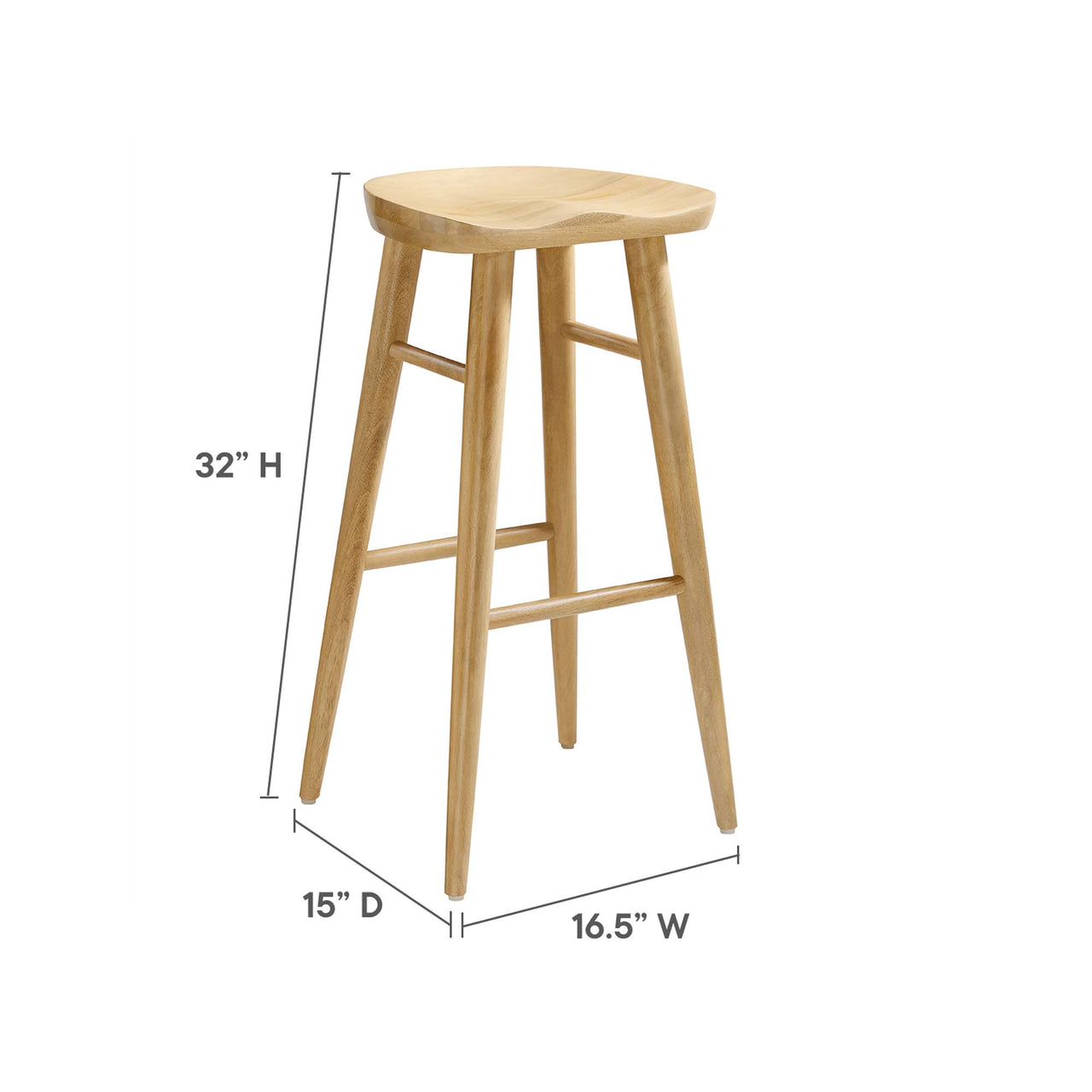 Steeple Backless Bar Stools Set of 2, Oak