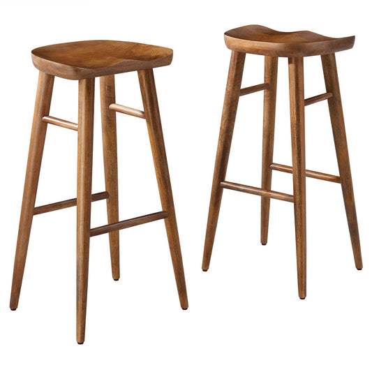 Steeple Backless Bar Stools Set of 2, Walnut
