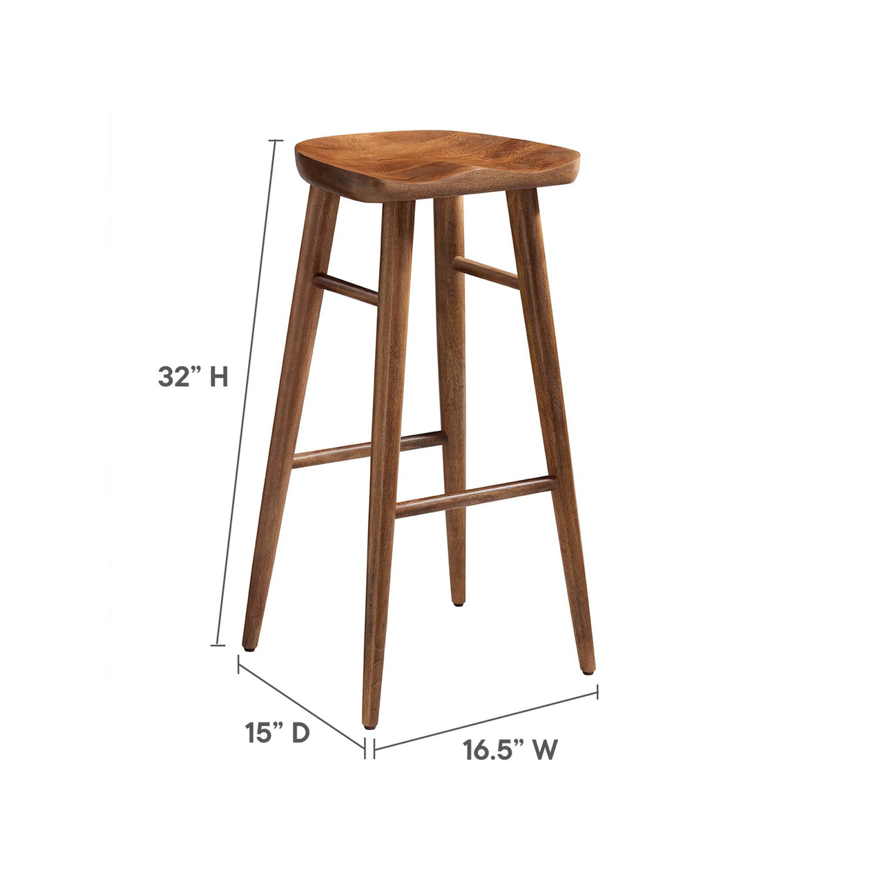 Steeple Backless Bar Stools Set of 2, Walnut
