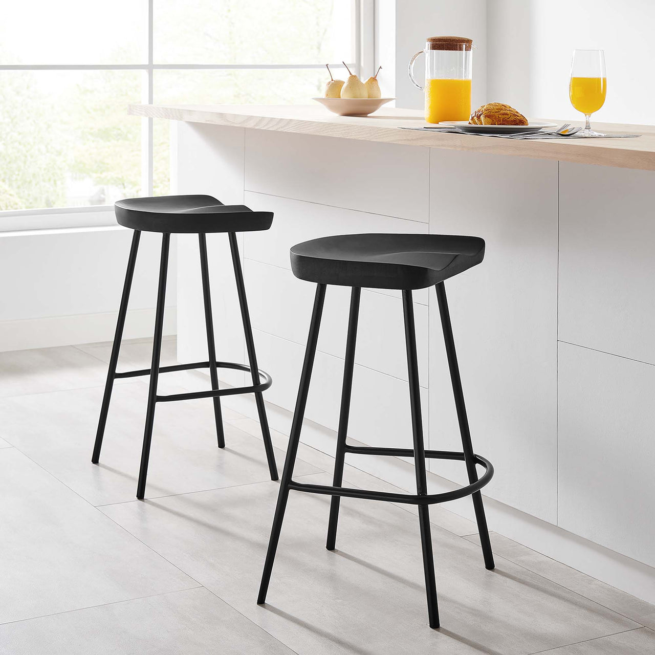 Cordon Carved Counter Stools Set of 2, Black
