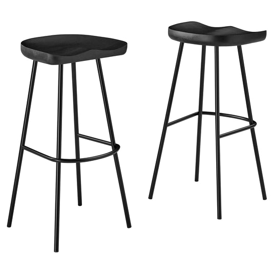 Cordon Carved Bar Stools Set of 2, Black