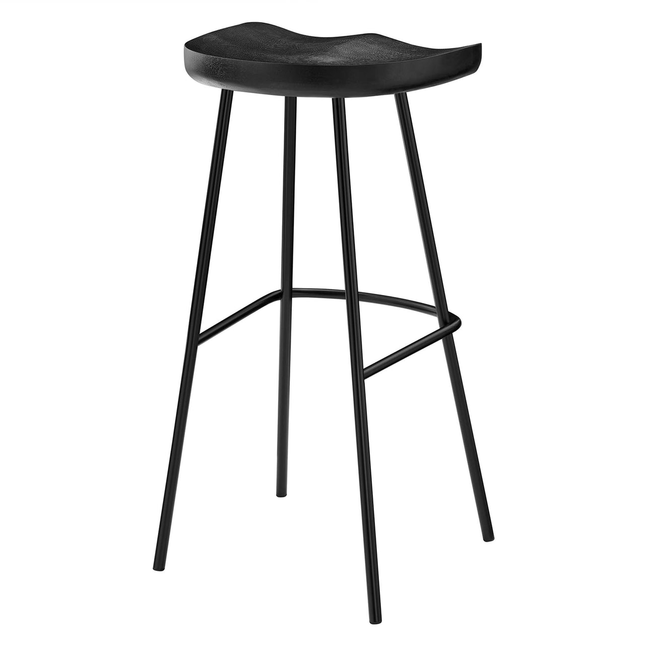 Cordon Carved Bar Stools Set of 2, Black