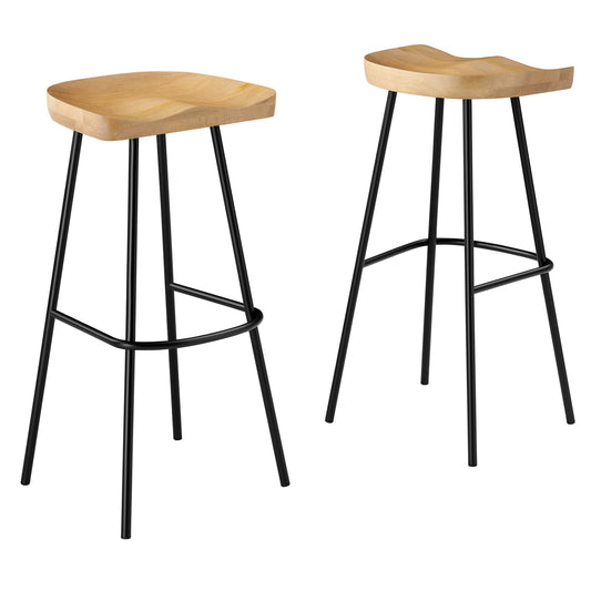 Cordon Carved Bar Stools Set of 2, Oak