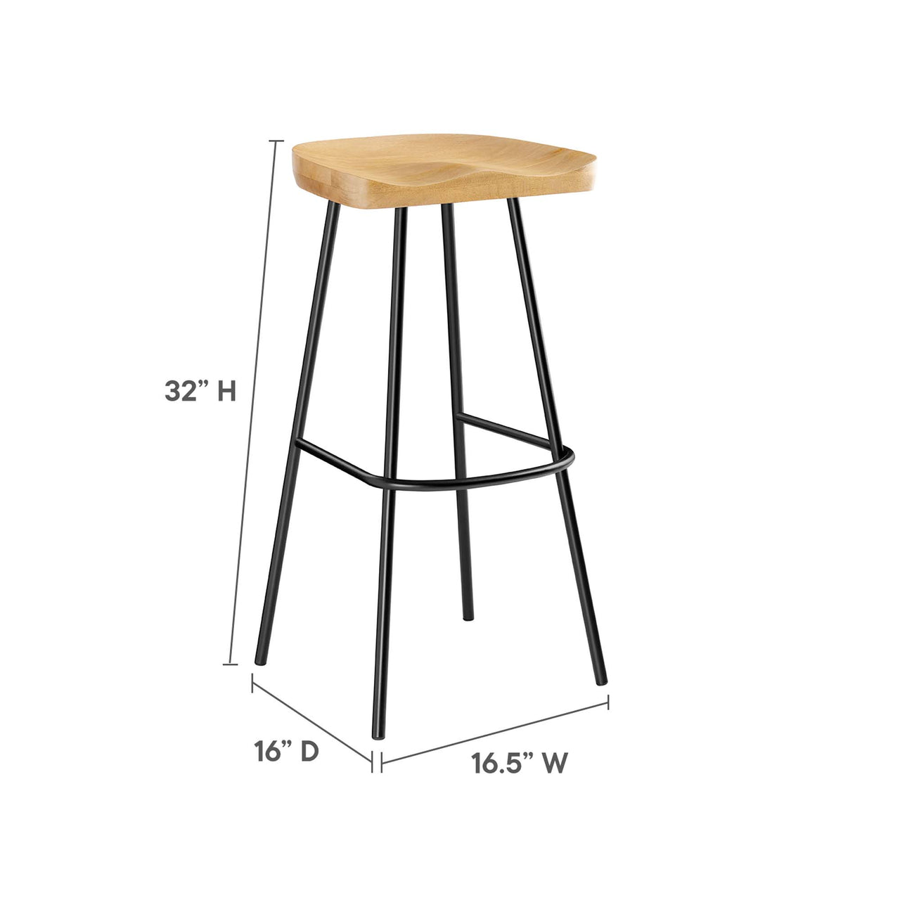 Cordon Carved Bar Stools Set of 2, Oak
