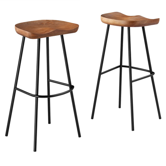 Cordon Carved Bar Stools Set of 2, Walnut