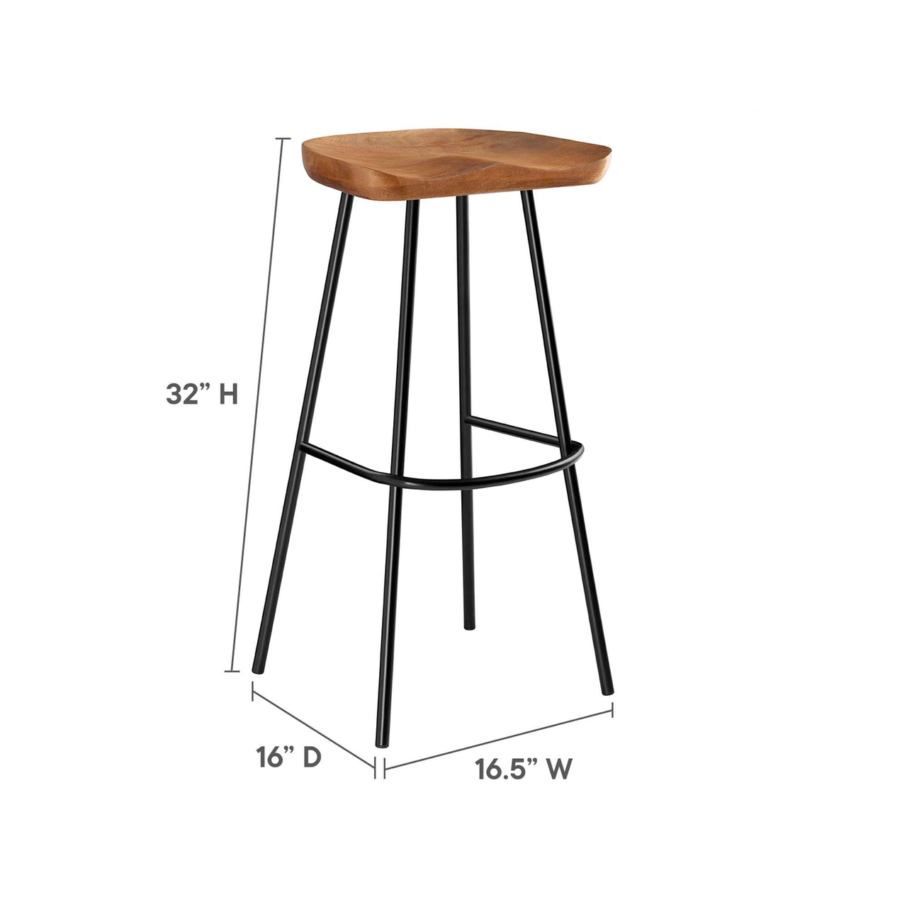 Cordon Carved Bar Stools Set of 2, Walnut