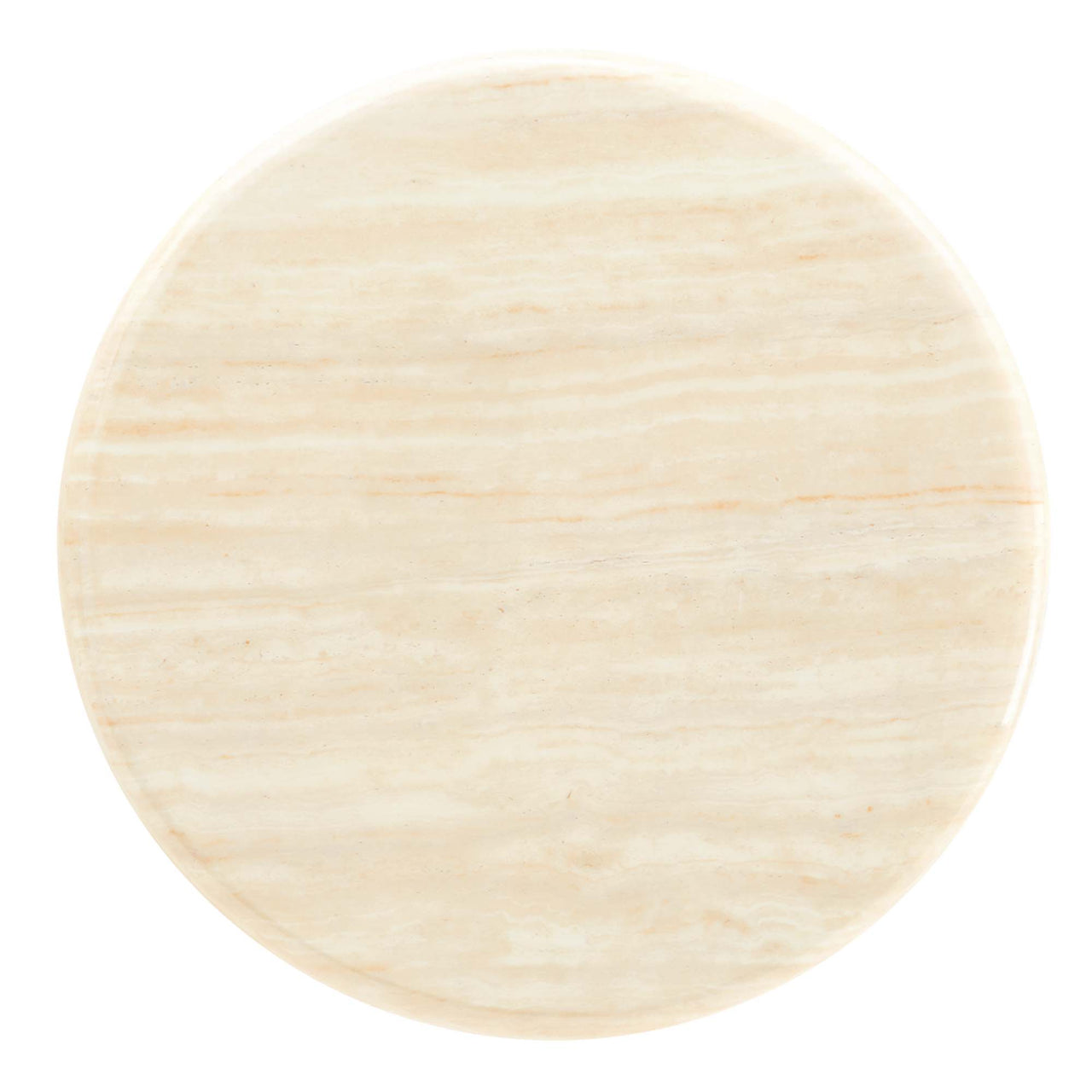 Ensemble Round Faux Travertine Side Table, White & Travertine