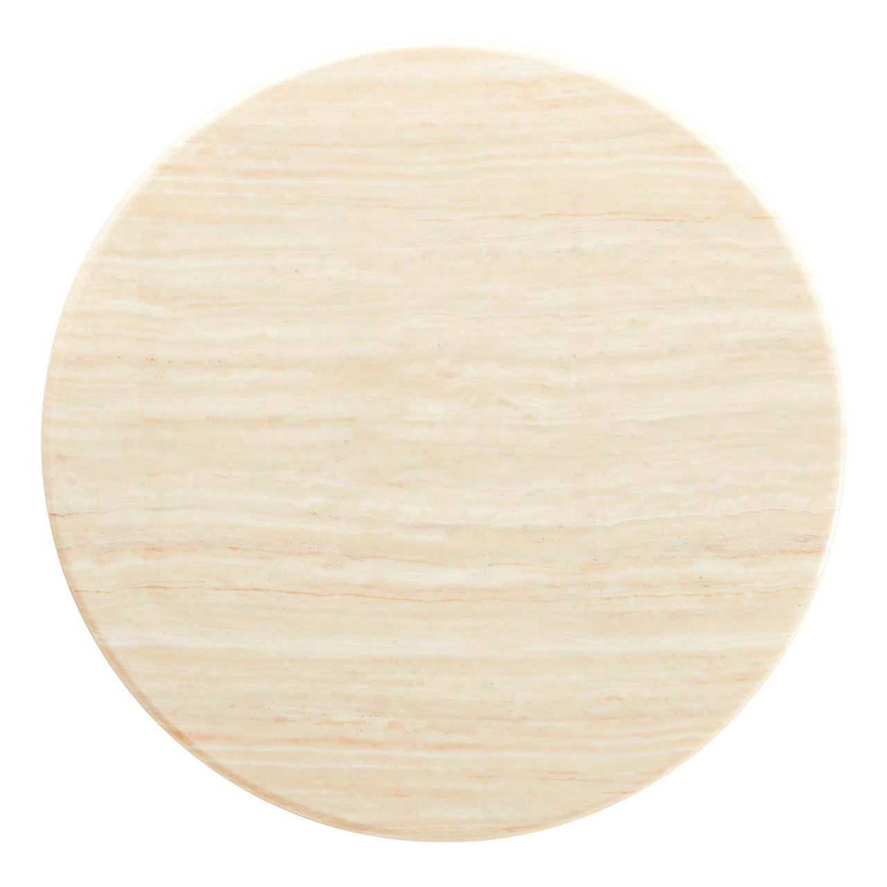 Ensemble Round Faux Travertine Coffee Table, Medium, White & Travertine