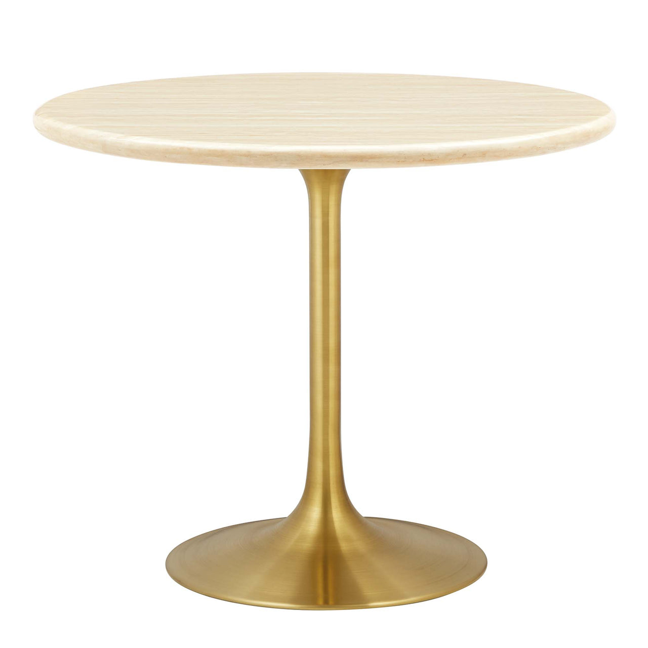 Ensemble Round Faux Travertine Dining Table, Small, Gold & Travertine