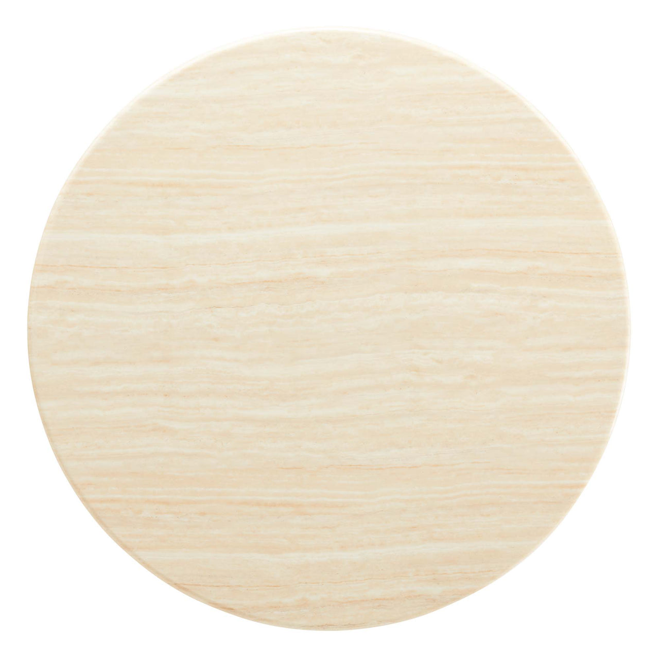 Ensemble Round Faux Travertine Dining Table, Large, White & Travertine