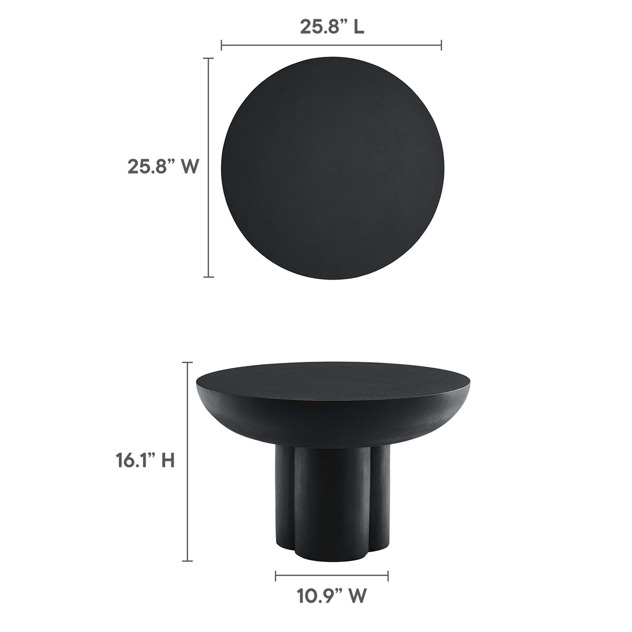 Trefoil Plateau Concrete Coffee Table, Black