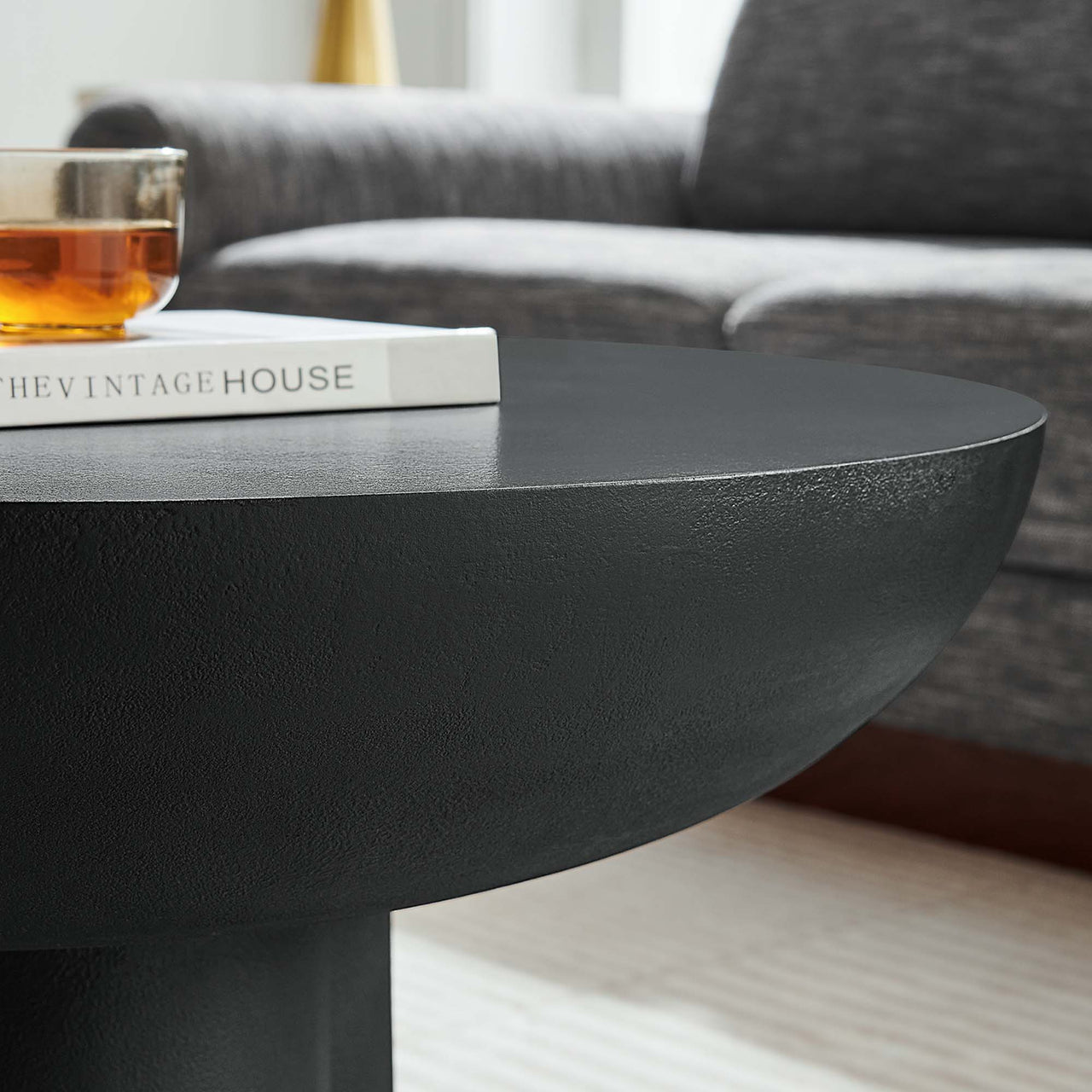 Trefoil Plateau Concrete Coffee Table, Black
