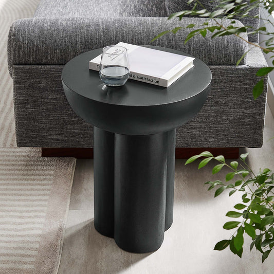 Trefoil Plateau Concrete Side Table, Black