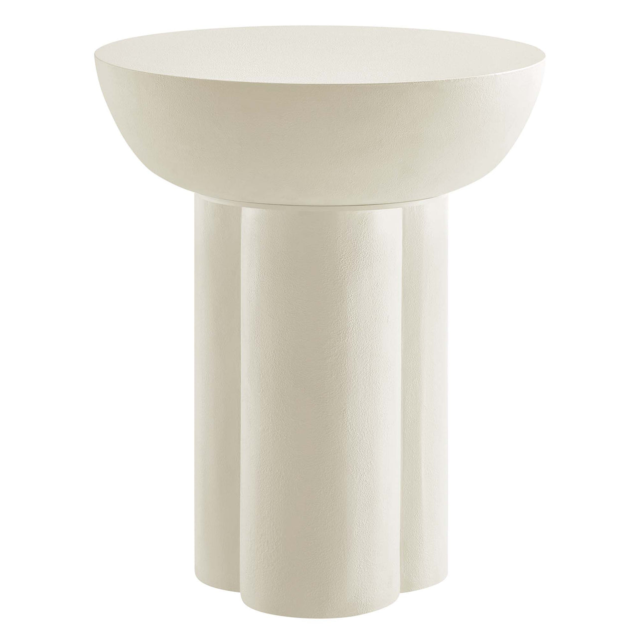 Trefoil Plateau Concrete Side Table, White