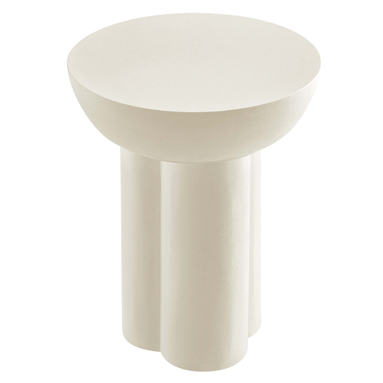 Trefoil Plateau Concrete Side Table, White