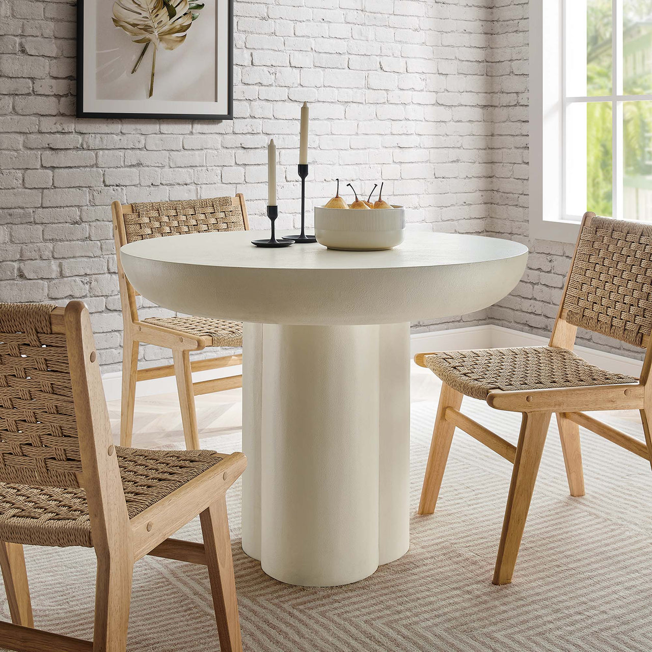 Trefoil Plateau Dining Table, Small, White