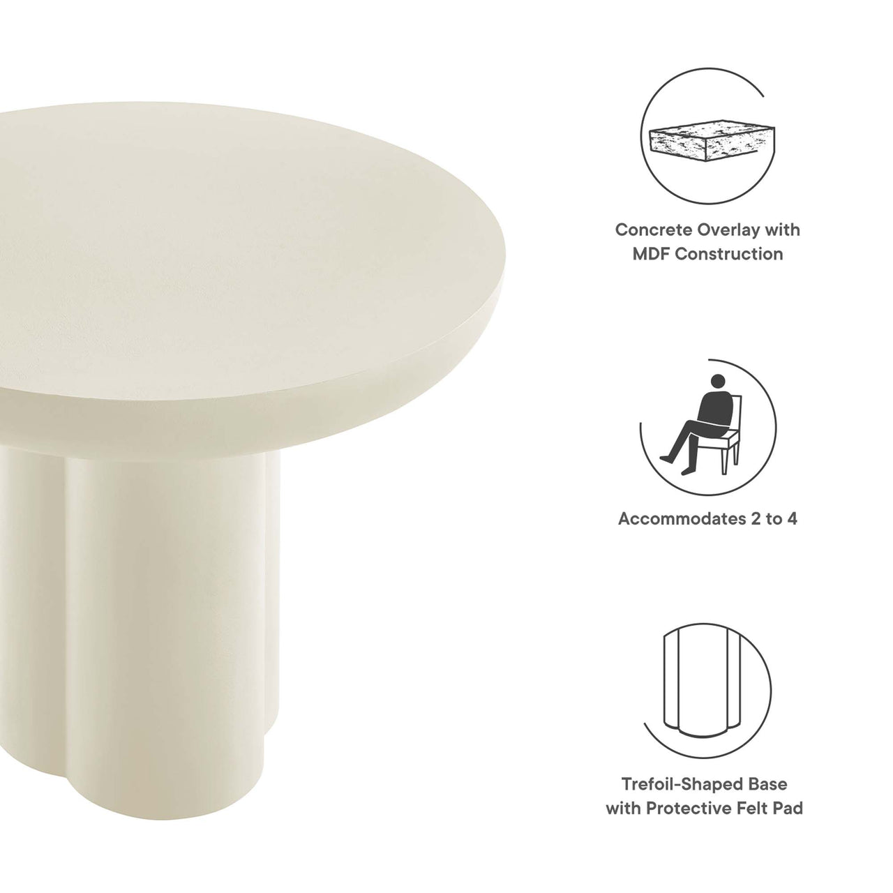 Trefoil Plateau Dining Table, Small, White