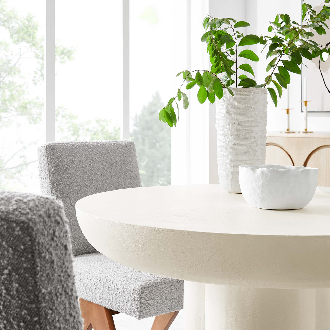 Trefoil Plateau Dining Table, Small, White