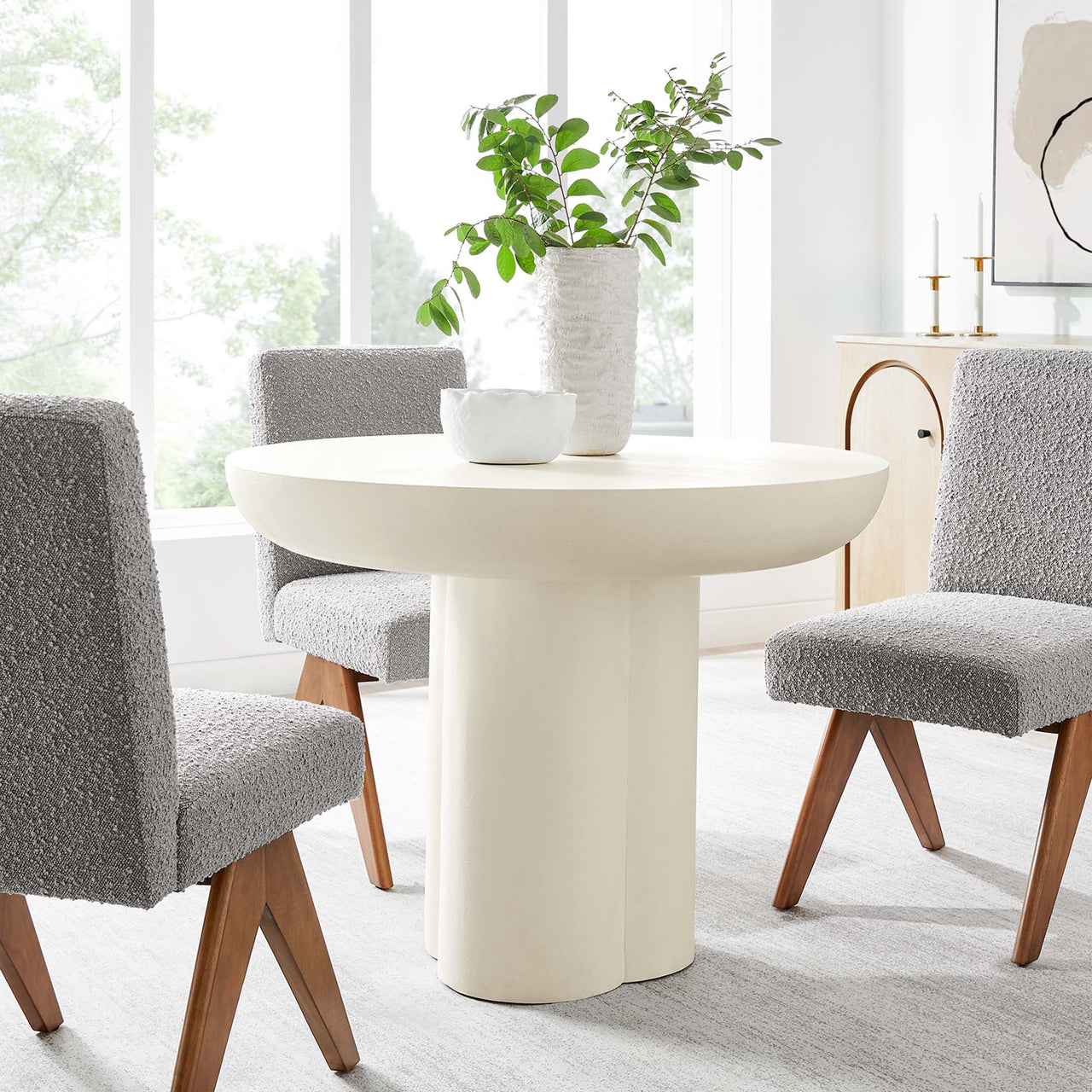 Trefoil Plateau Dining Table, Small, White