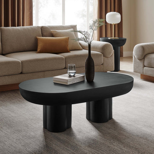 Trefoil Plateau Concrete Coffee Table, Black