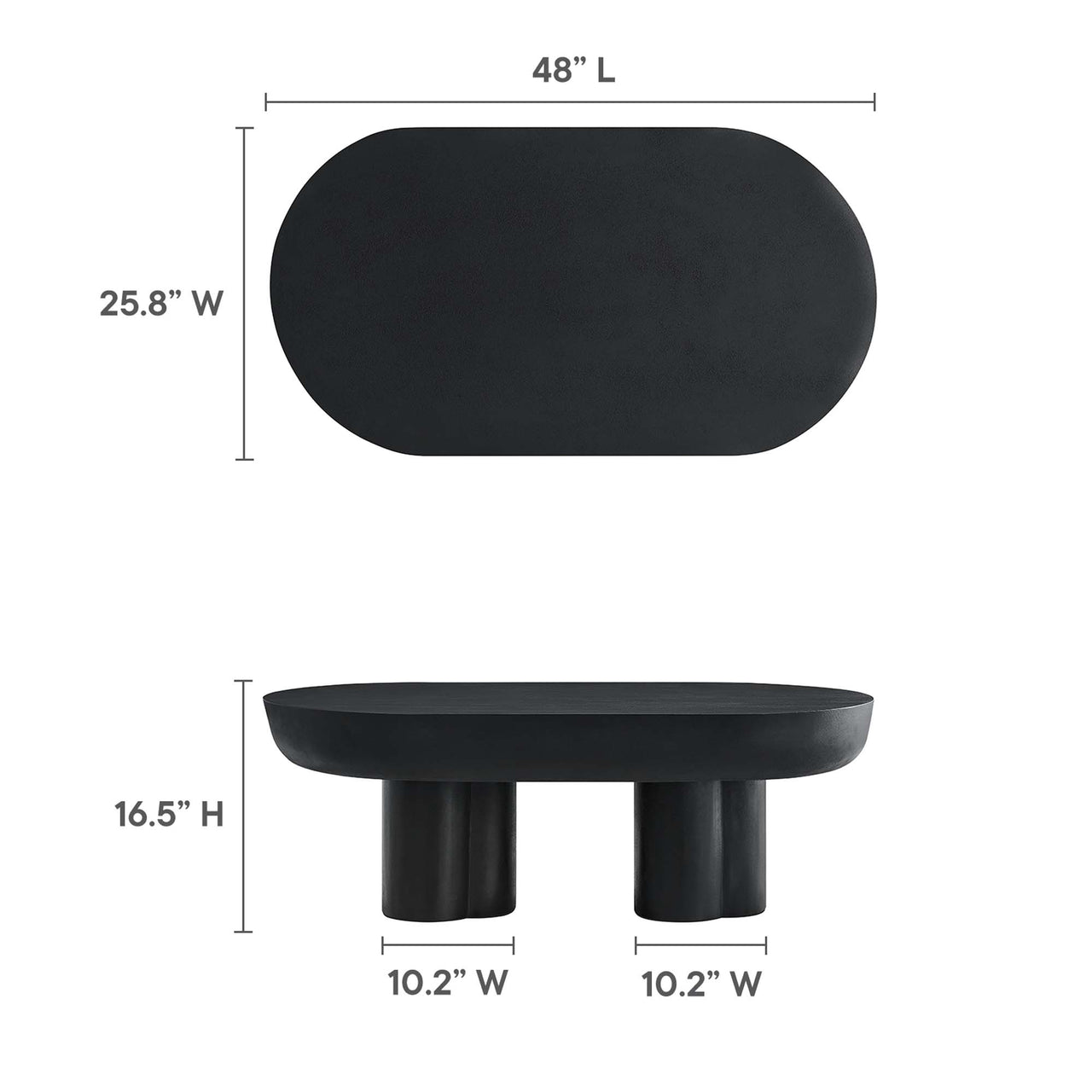 Trefoil Plateau Concrete Coffee Table, Black