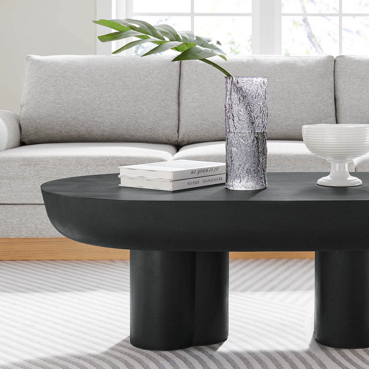 Trefoil Plateau Concrete Coffee Table, Black