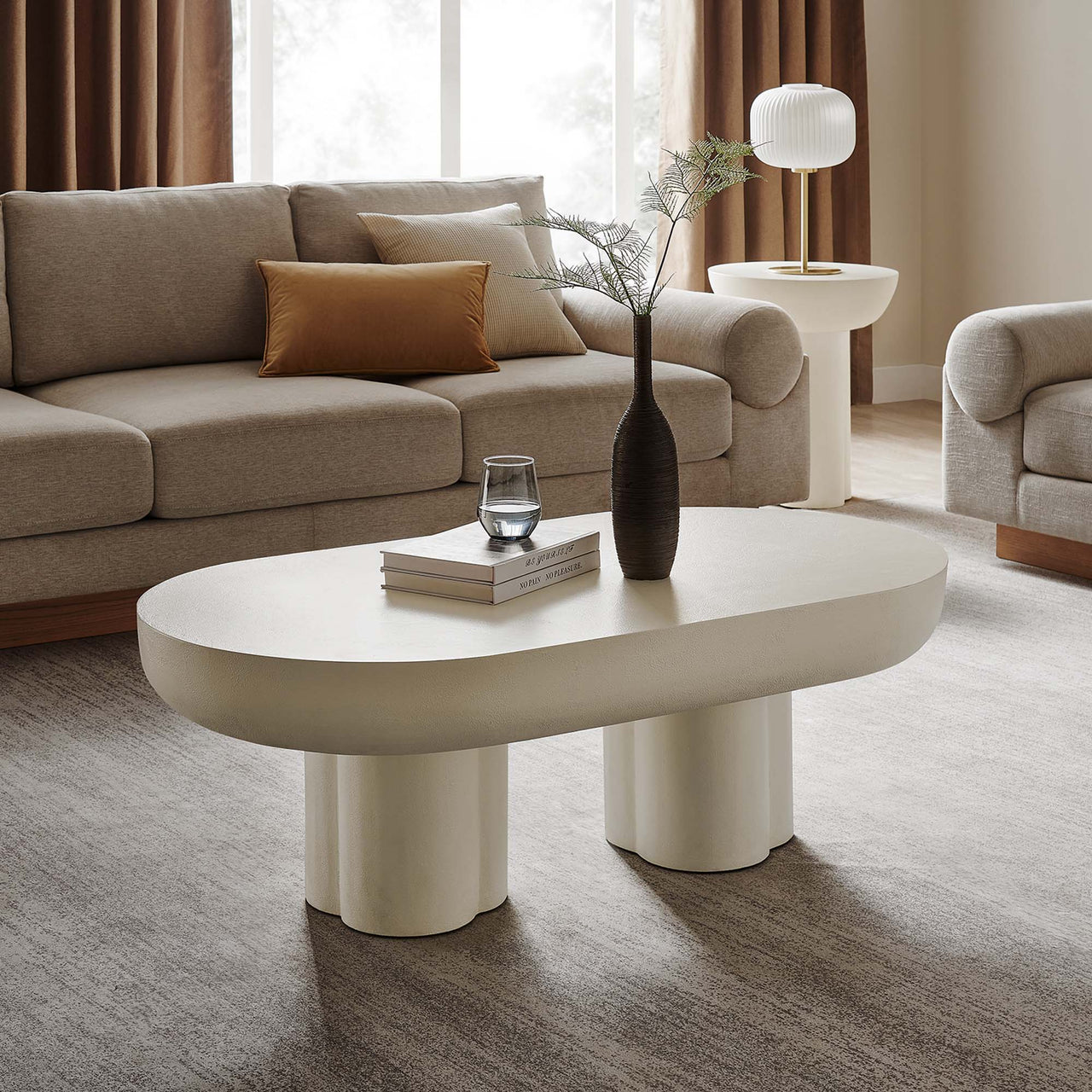 Trefoil Plateau Concrete Coffee Table, White