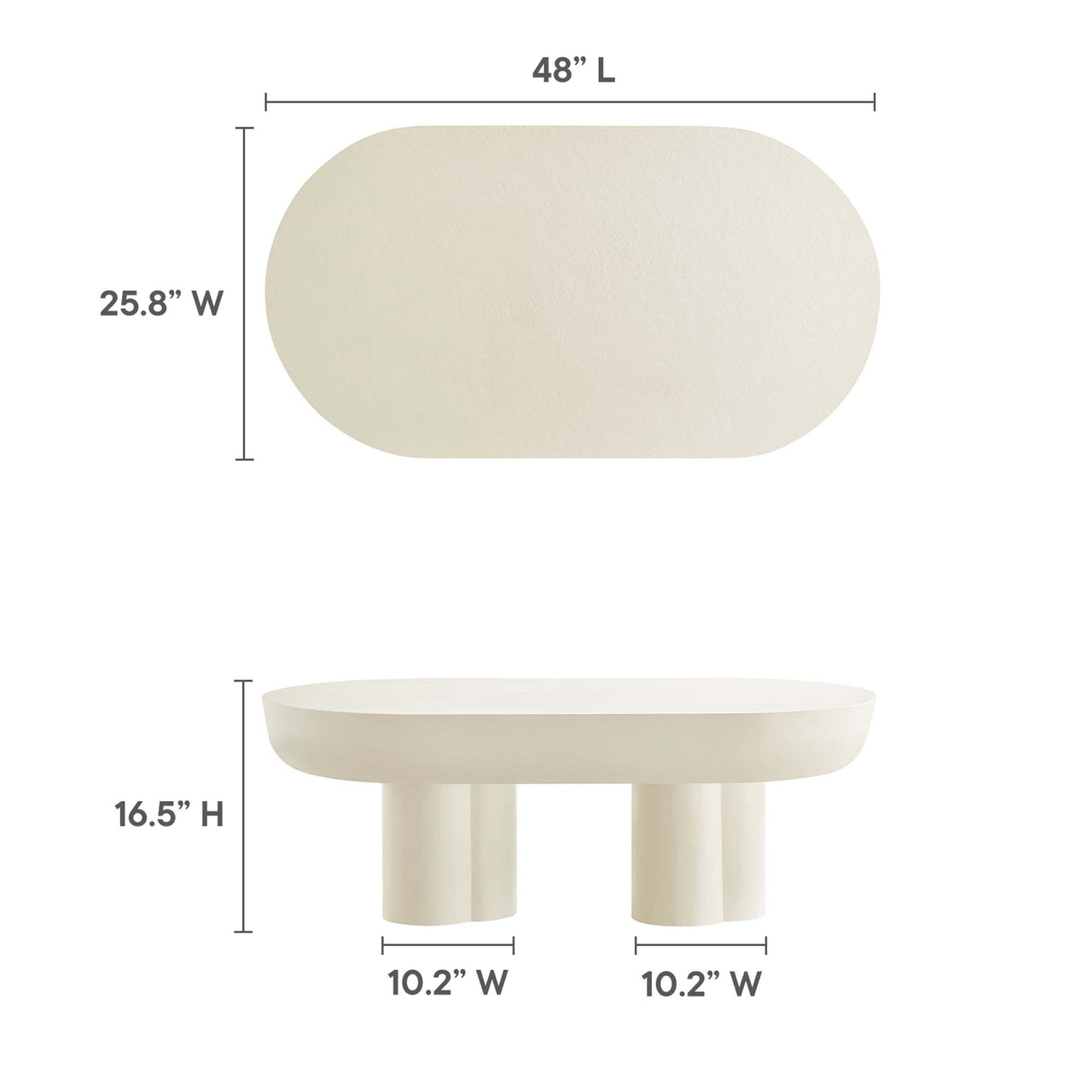 Trefoil Plateau Concrete Coffee Table, White