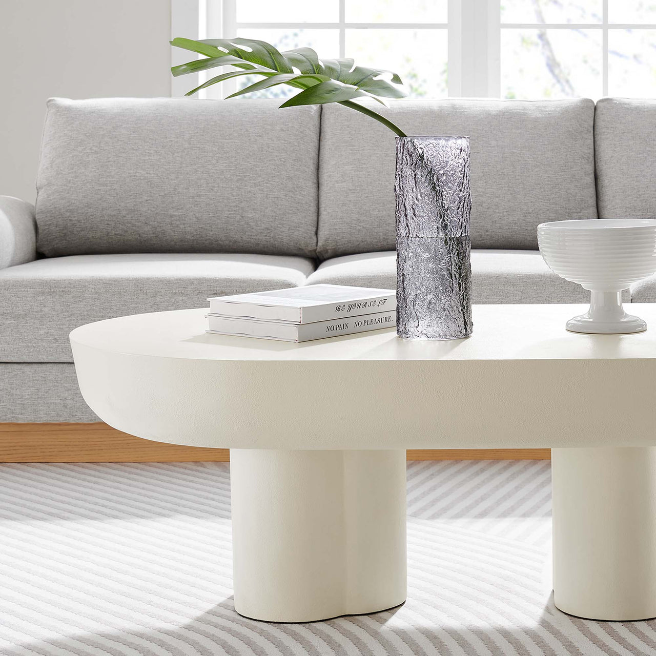Trefoil Plateau Concrete Coffee Table, White