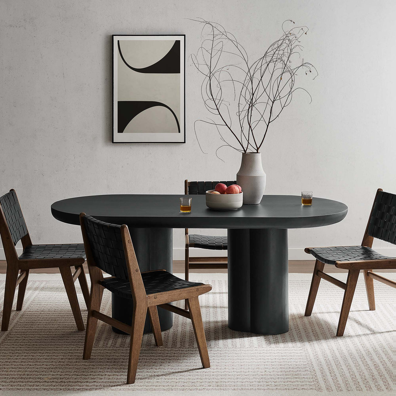 Trefoil Plateau Dining Table, Large, Black