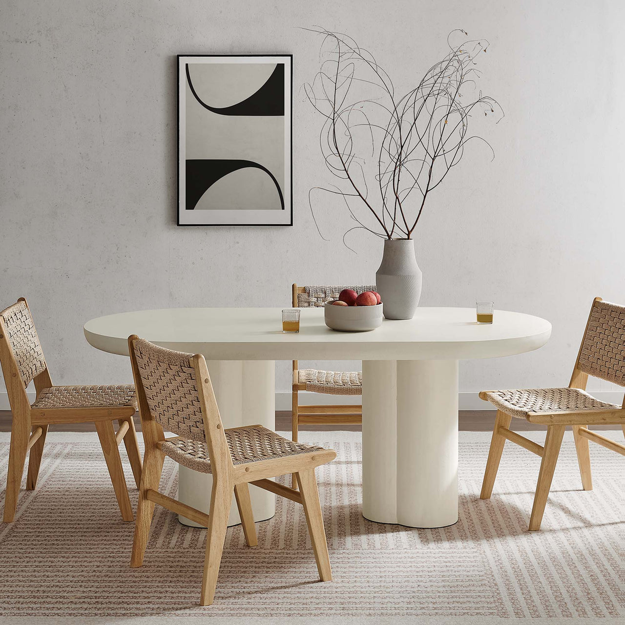Trefoil Plateau Dining Table, Large, White