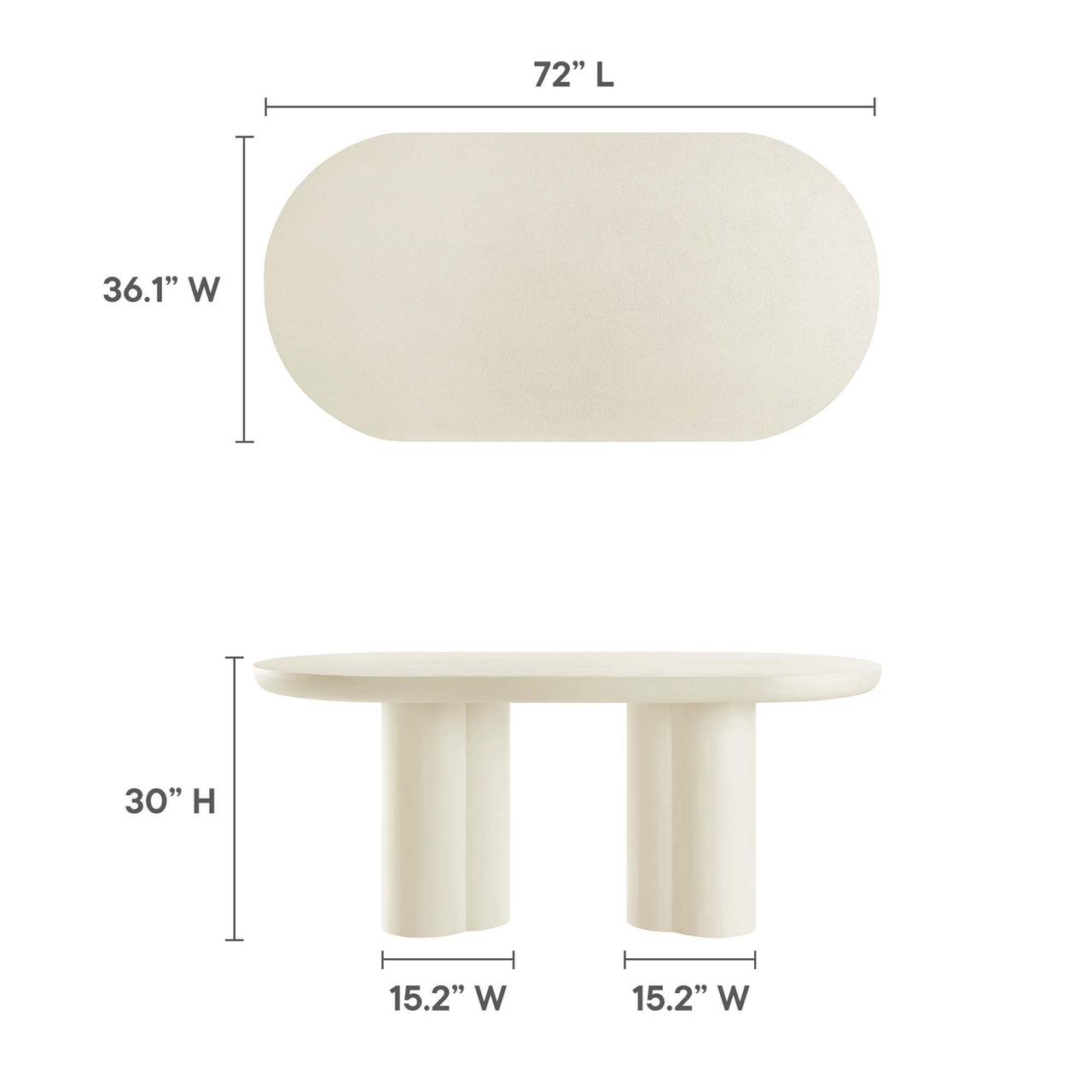 Trefoil Plateau Dining Table, Large, White