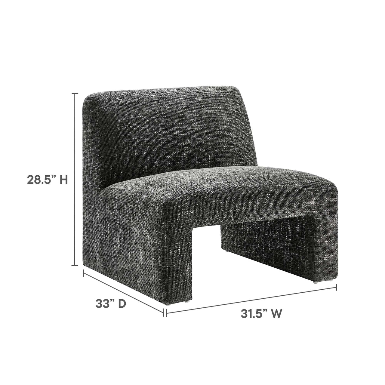 Ombrea Chenille Accent Chair, Charcoal
