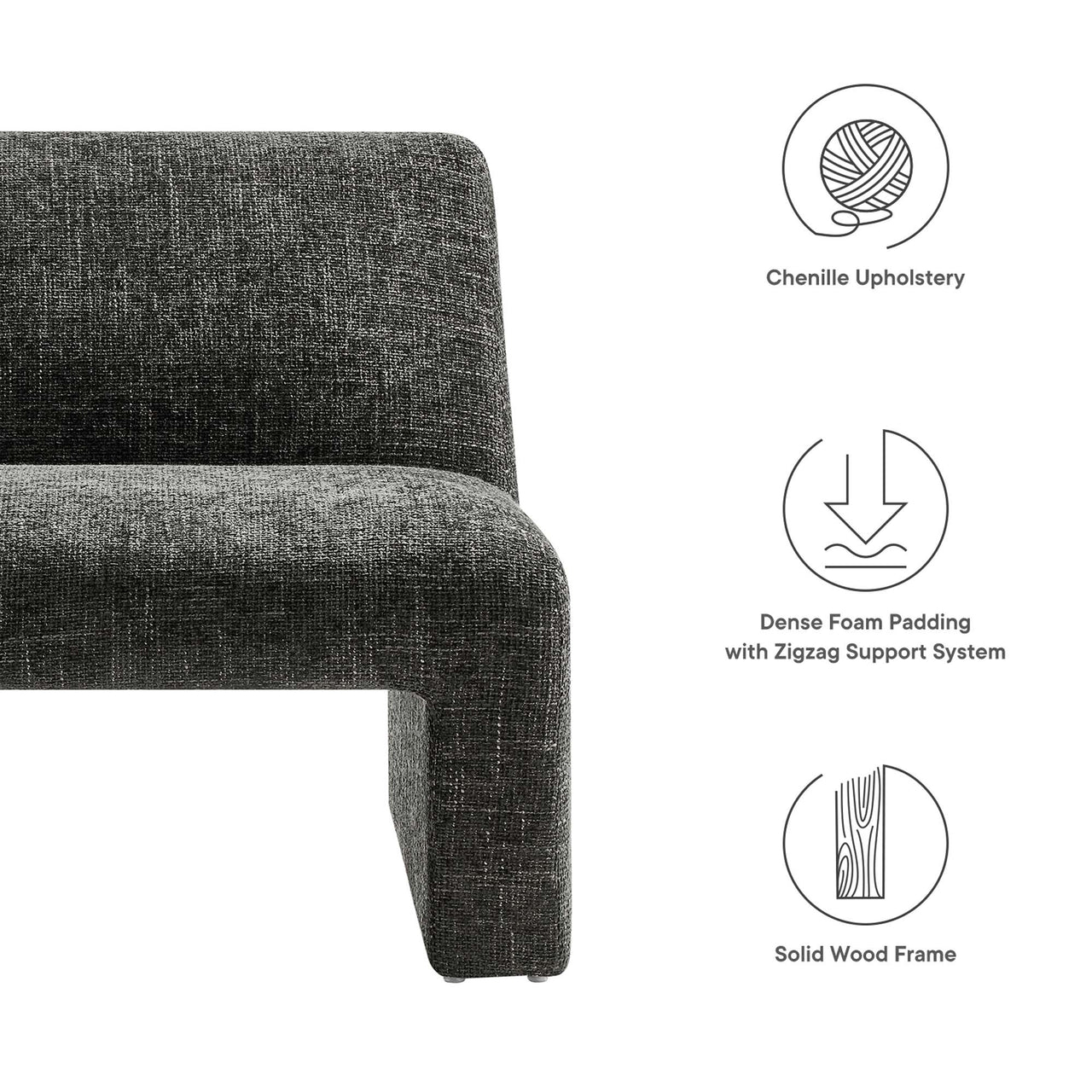 Ombrea Chenille Accent Chair, Charcoal