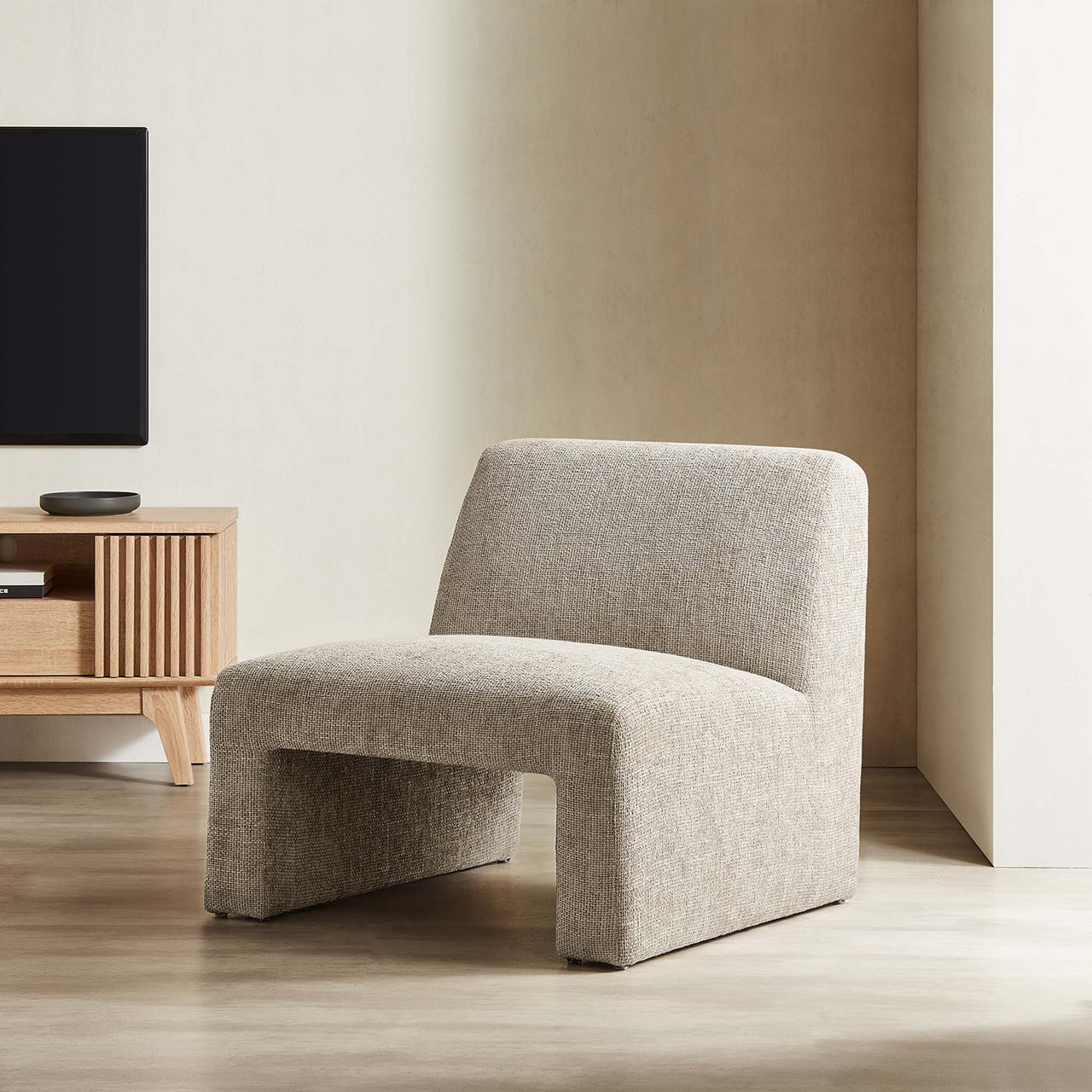 Ombrea Chenille Accent Chair, Sand