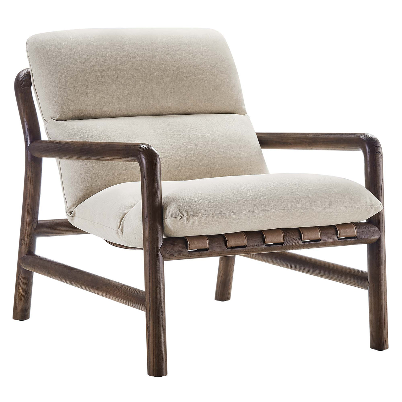 Azmara Sling Chair, Beige & Walnut