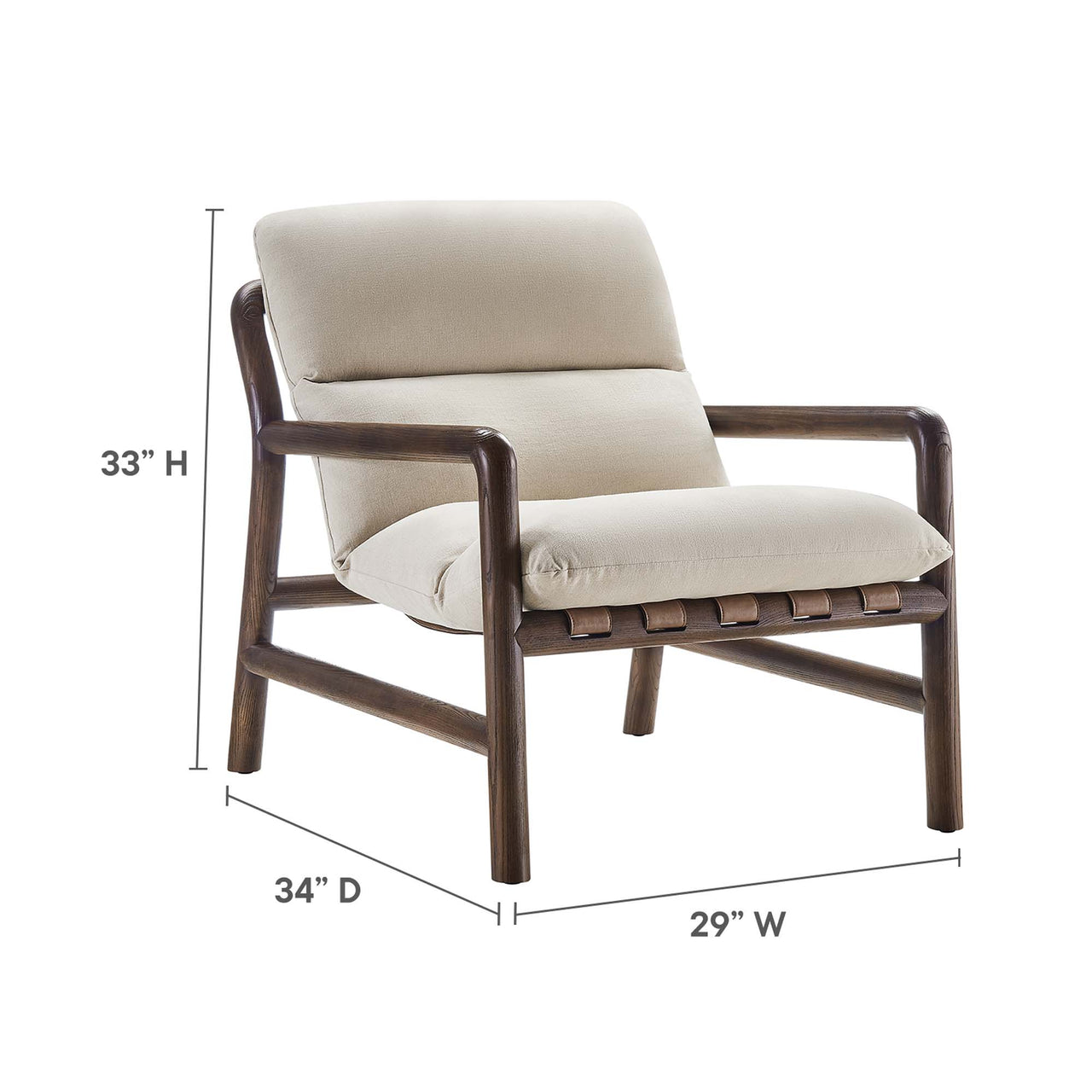 Azmara Sling Chair, Beige & Walnut