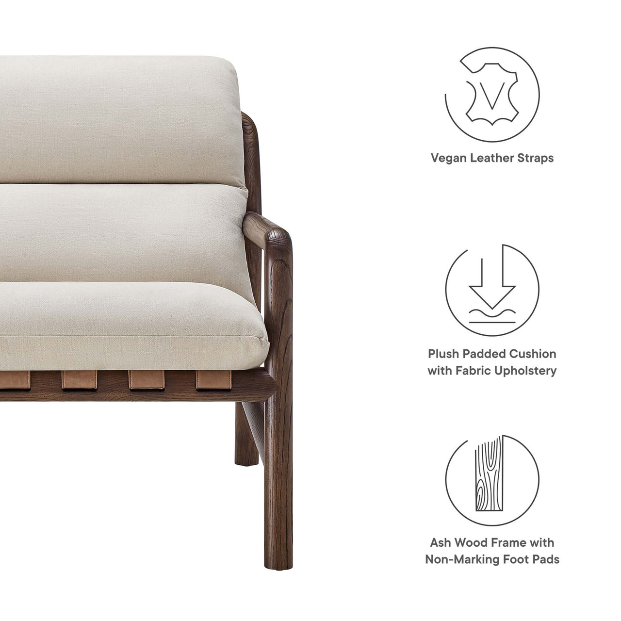 Azmara Sling Chair, Beige & Walnut