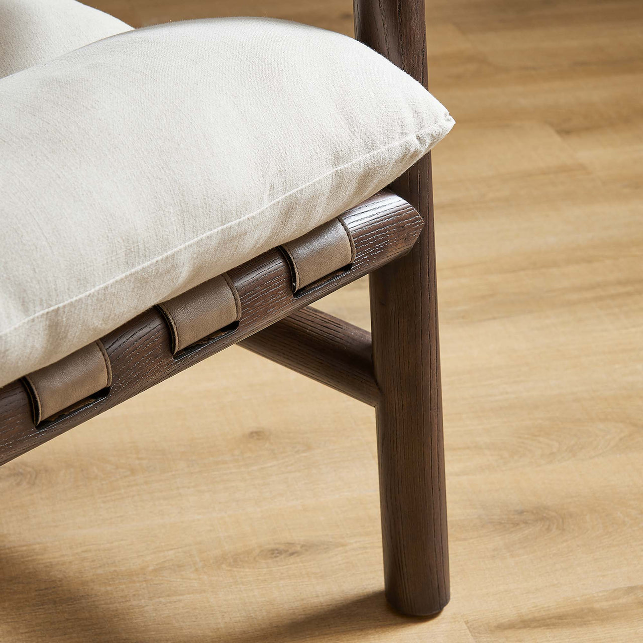 Azmara Sling Chair, Beige & Walnut