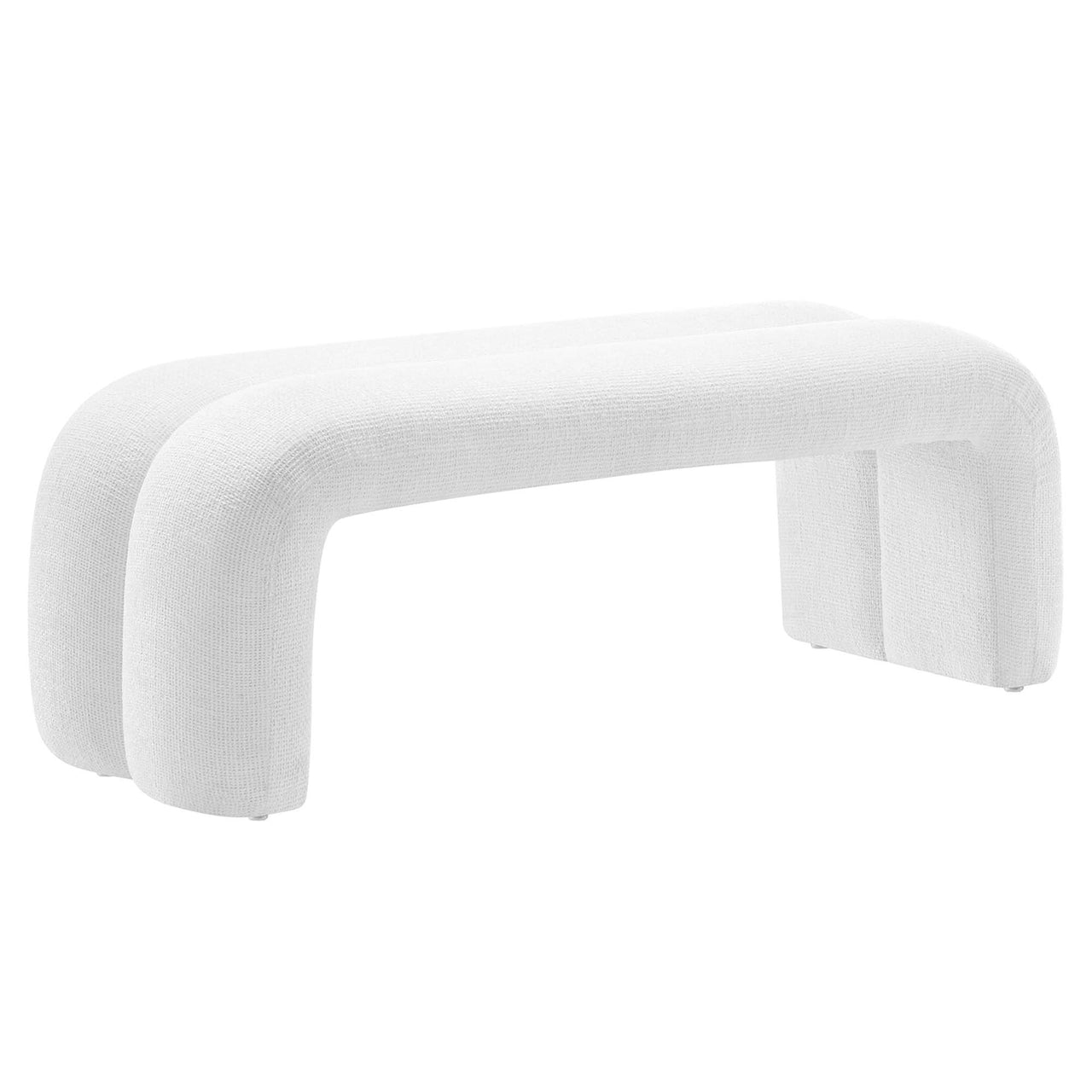 Axen Chenille Bench, White