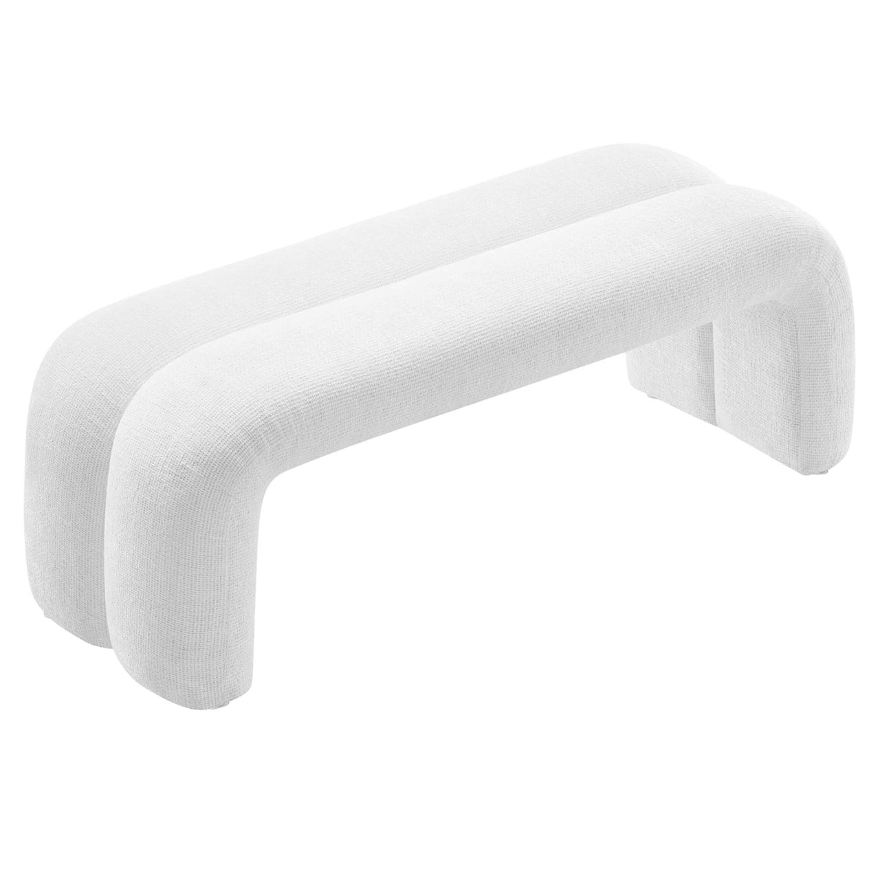 Axen Chenille Bench, White