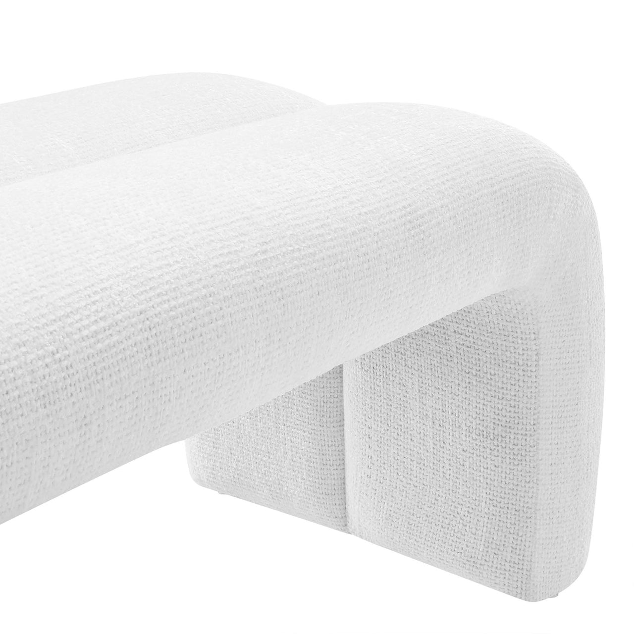Axen Chenille Bench, White