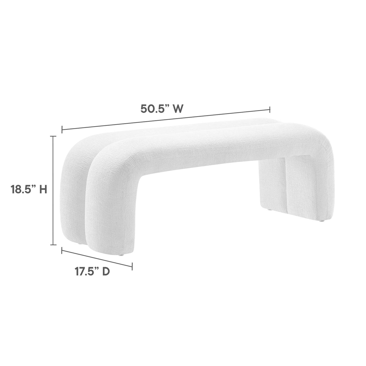 Axen Chenille Bench, White