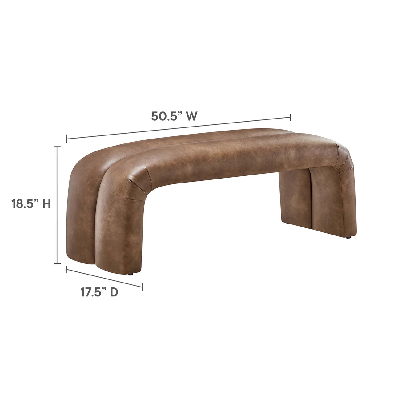 Axen Upholstered Eco-Leather Bench, Brown