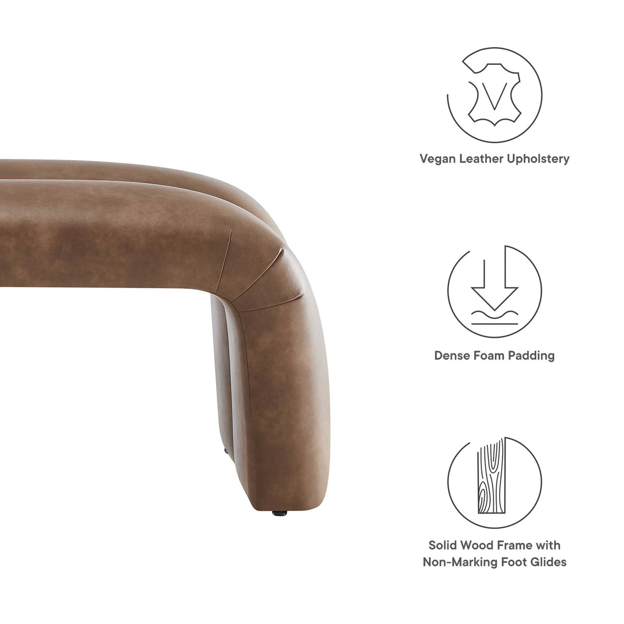 Axen Upholstered Eco-Leather Bench, Brown