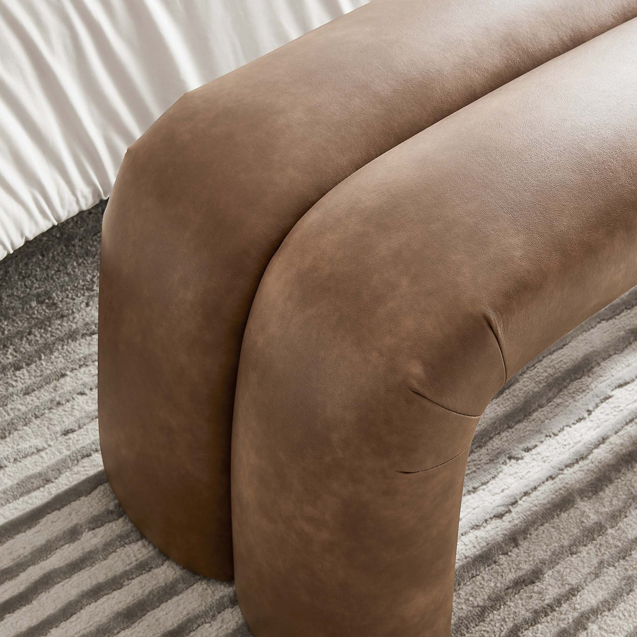 Axen Upholstered Eco-Leather Bench, Brown